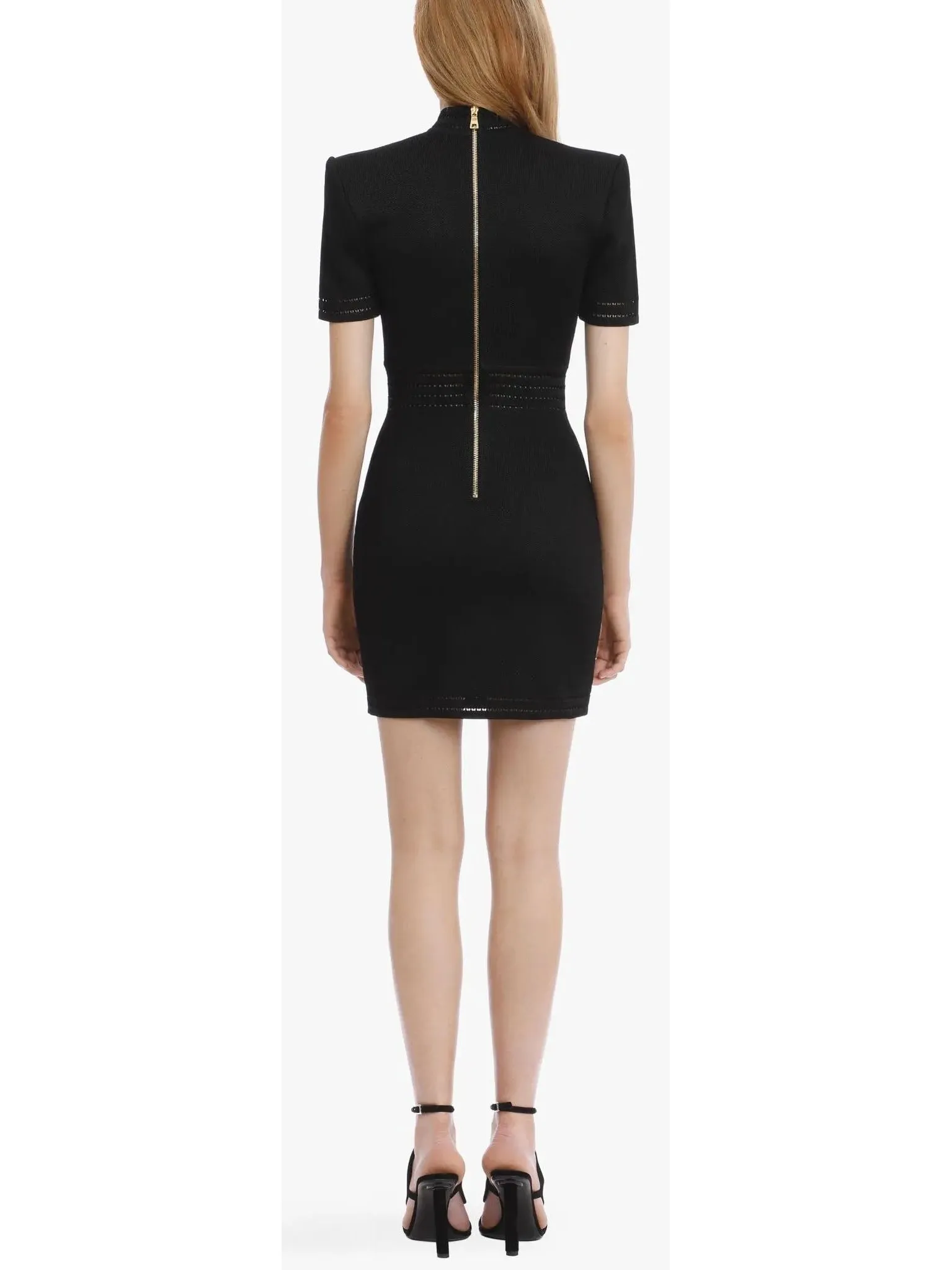 Women’s Button-Embellished V-Neck Mini Dress, Black
