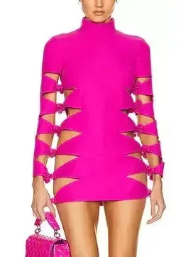 Women’s Cutout Bow-Embellished Mini Dress, Pink