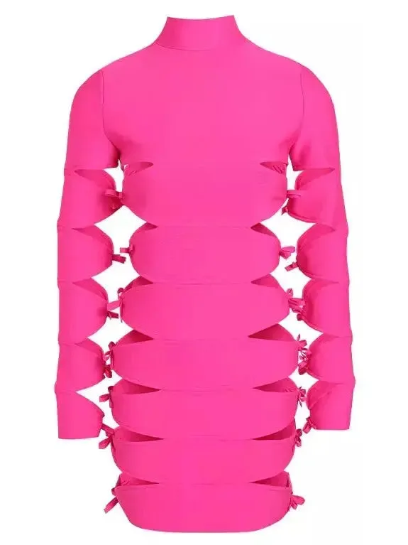 Women’s Cutout Bow-Embellished Mini Dress, Pink