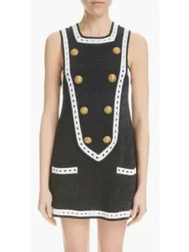 Women’s Eight-Button Metallic Knit Dress