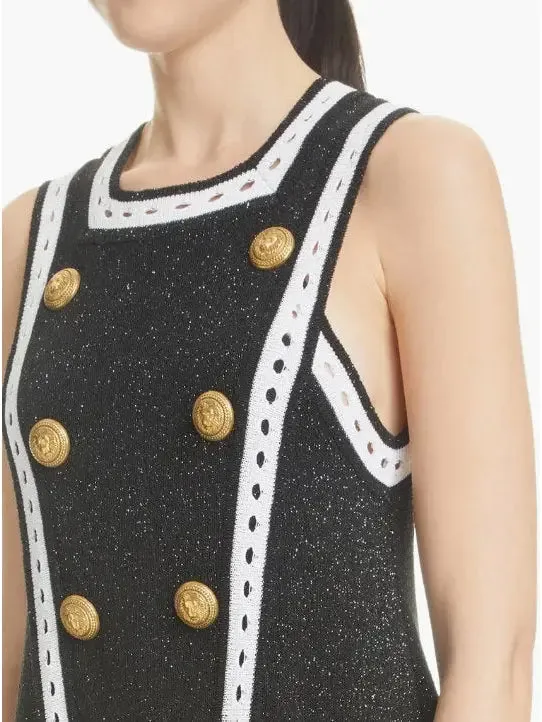 Women’s Eight-Button Metallic Knit Dress
