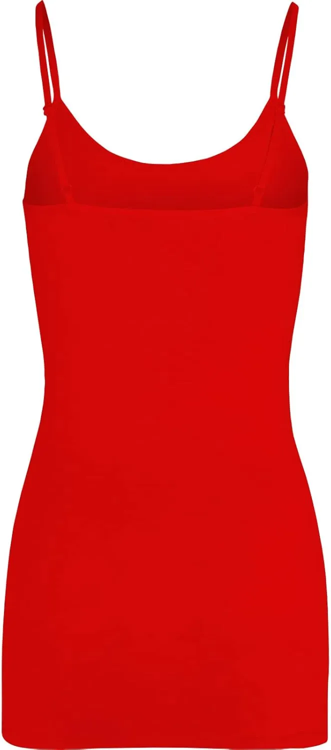 Women's Spaghetti Strap Stretch Cotton Long Cami Camisole Tank Top
