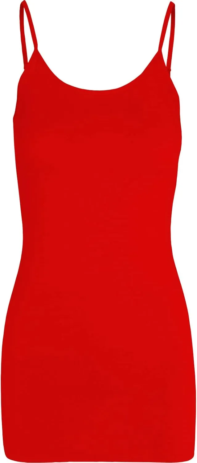 Women's Spaghetti Strap Stretch Cotton Long Cami Camisole Tank Top