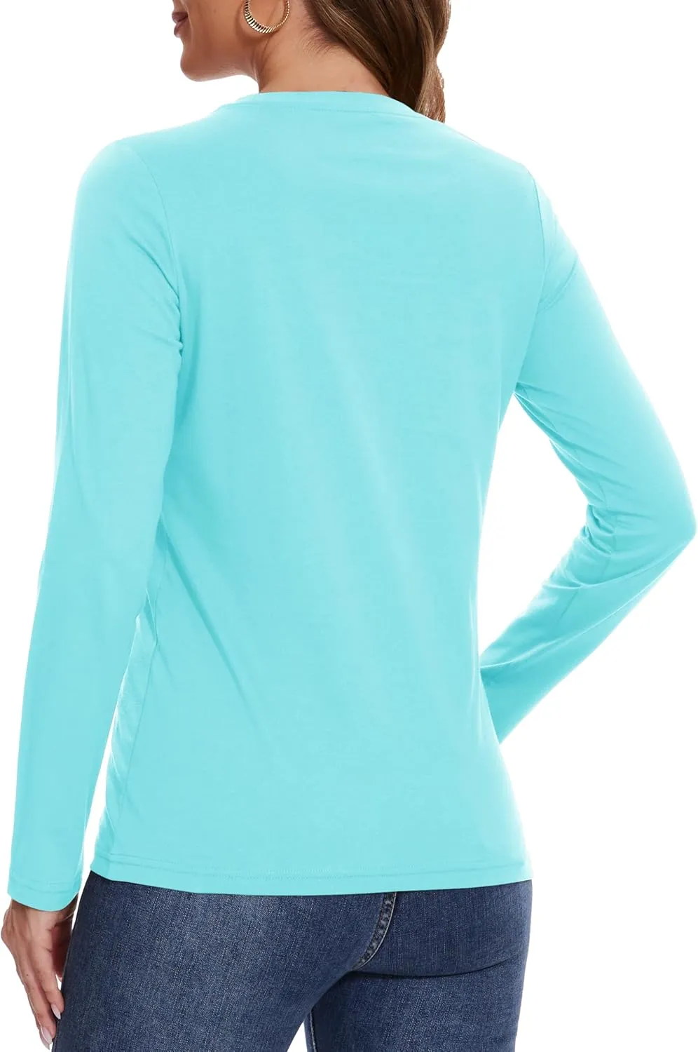 YUCOLEN Women's Cotton Long Sleeve Shirts Crewneck Cotton Basic T-Shirt Solid Color Soft Comfy Casual Tops Tees for Women